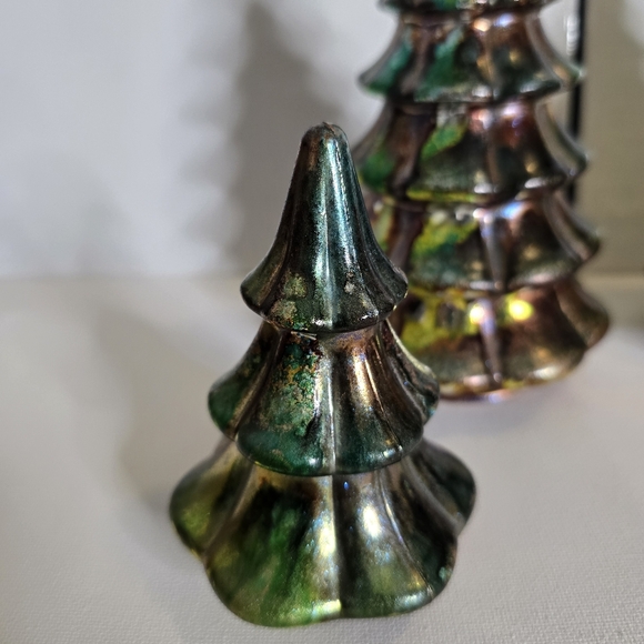 4 HANDCRAFTED Upcycled Green Brown Holiday Trees HANDPAINTED Tabletop Art Decor - Picture 4 of 15